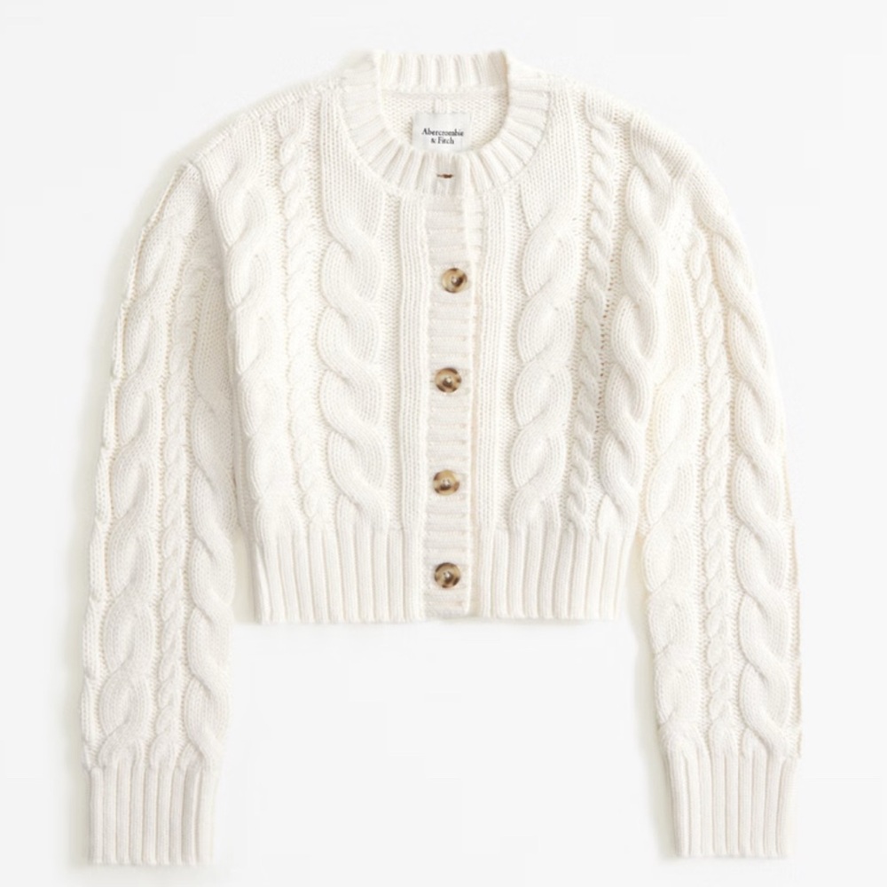 Abercrombie & Fitch Cable-Knit Crop Cardigan Sweater